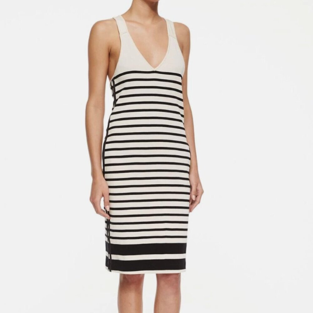 Rag & Bone Black and Cream Racerback Dress - Size M